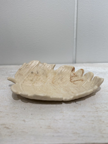 Petit vide-poche feuille plate marbré beige
