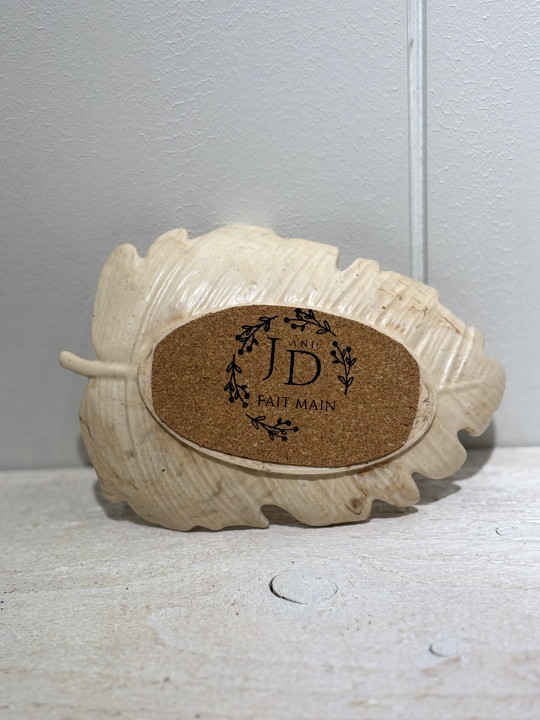 Petit vide-poche feuille plate marbré beige