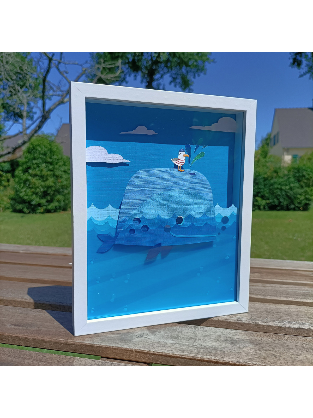 Cadre 3D baleine & mouette
