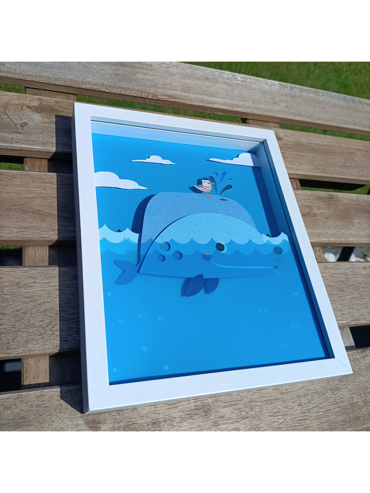 Cadre 3D baleine & mouette