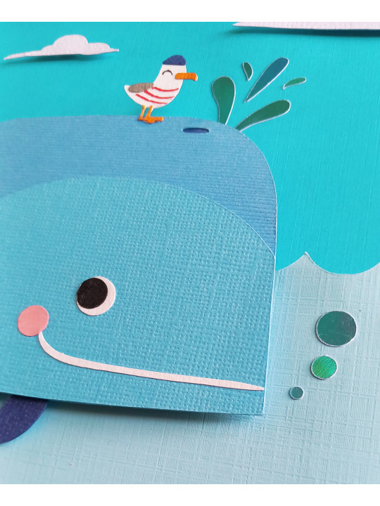 Cadre 3D baleine & mouette