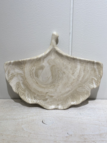 Plateau / vide poche feuille de gynko, marbre kaki