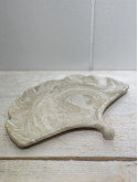 Plateau / vide poche feuille de gynko, marbre kaki