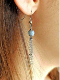 Boucles d’oreilles pendantes en sélénite ou opale rose ou angélite et acier inoxydable plaqué or 18K ou argent rhodié