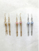 Boucles d’oreilles pendantes en sélénite ou opale rose ou angélite et acier inoxydable plaqué or 18K ou argent rhodié