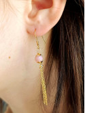 Boucles d’oreilles pendantes en sélénite ou opale rose ou angélite et acier inoxydable plaqué or 18K ou argent rhodié