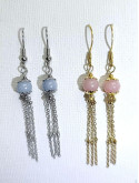 Boucles d’oreilles pendantes en sélénite ou opale rose ou angélite et acier inoxydable plaqué or 18K ou argent rhodié