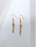 Boucles d’oreilles pendantes en sélénite ou opale rose ou angélite et acier inoxydable plaqué or 18K ou argent rhodié