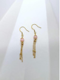 Boucles d’oreilles pendantes en sélénite ou opale rose ou angélite et acier inoxydable plaqué or 18K ou argent rhodié