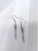 Boucles d’oreilles pendantes en sélénite ou opale rose ou angélite et acier inoxydable plaqué or 18K ou argent rhodié