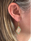 Boucles d'oreilles losanges tissées en perles Miyuki