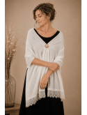 Étole écrue en lin et dentelle ancienne  Accessoire de cérémonie bohème chic