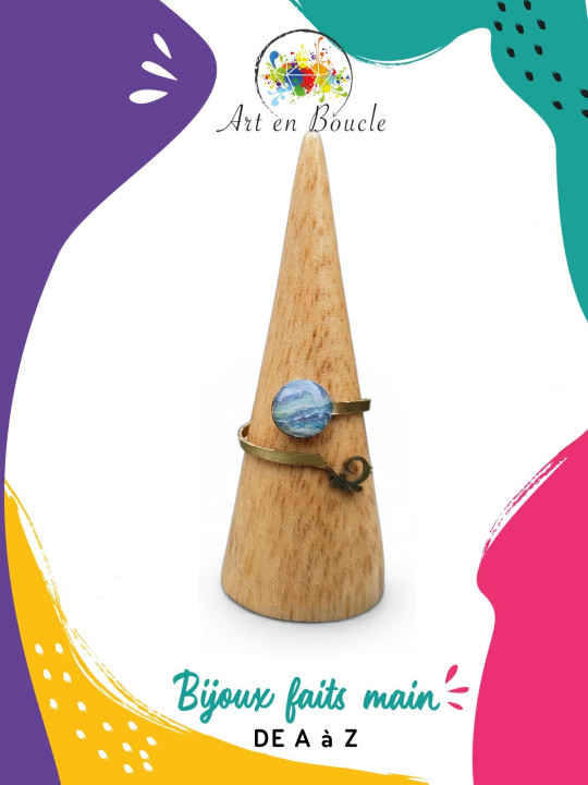 Bague arcane perle de tableau bleue