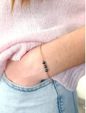 Bracelet en acier inoxydable doré à l'or fin 18K et pierres naturelles au choix 