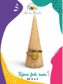 Bague blé artisanale réglable en laiton perle de tableau jaune orangée