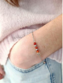 Bracelet en pierres naturelles sur chaîne en acier inoxydable argent rhodié