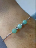 Bracelet en pierres naturelles sur chaîne en acier inoxydable argent rhodié