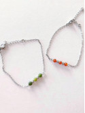 Bracelet en pierres naturelles sur chaîne en acier inoxydable argent rhodié
