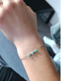 Bracelet en pierres naturelles sur chaîne en acier inoxydable argent rhodié