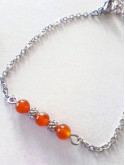 Bracelet en pierres naturelles sur chaîne en acier inoxydable argent rhodié