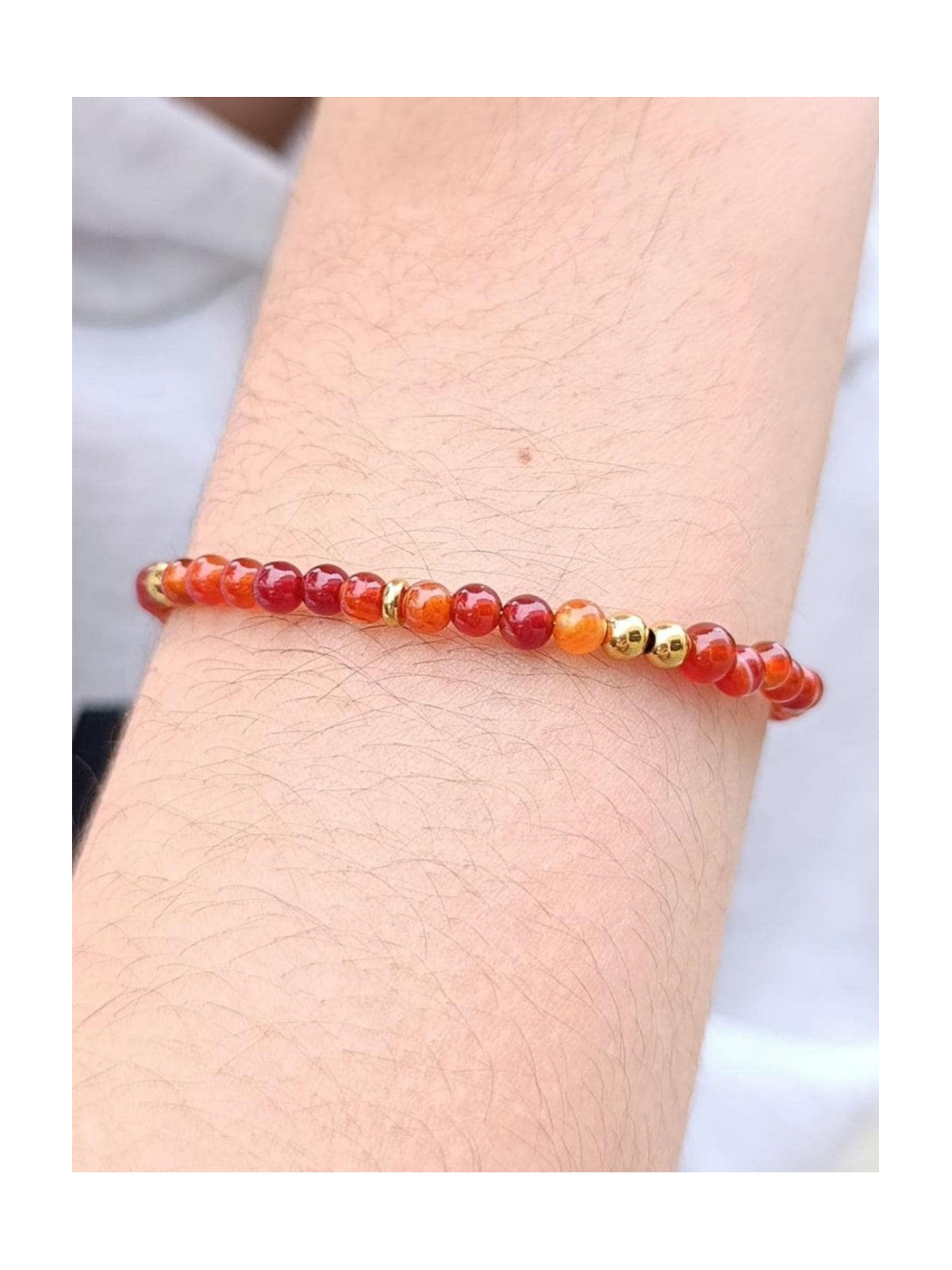 Bracelet réglable en pierres naturelles d'agate rouge