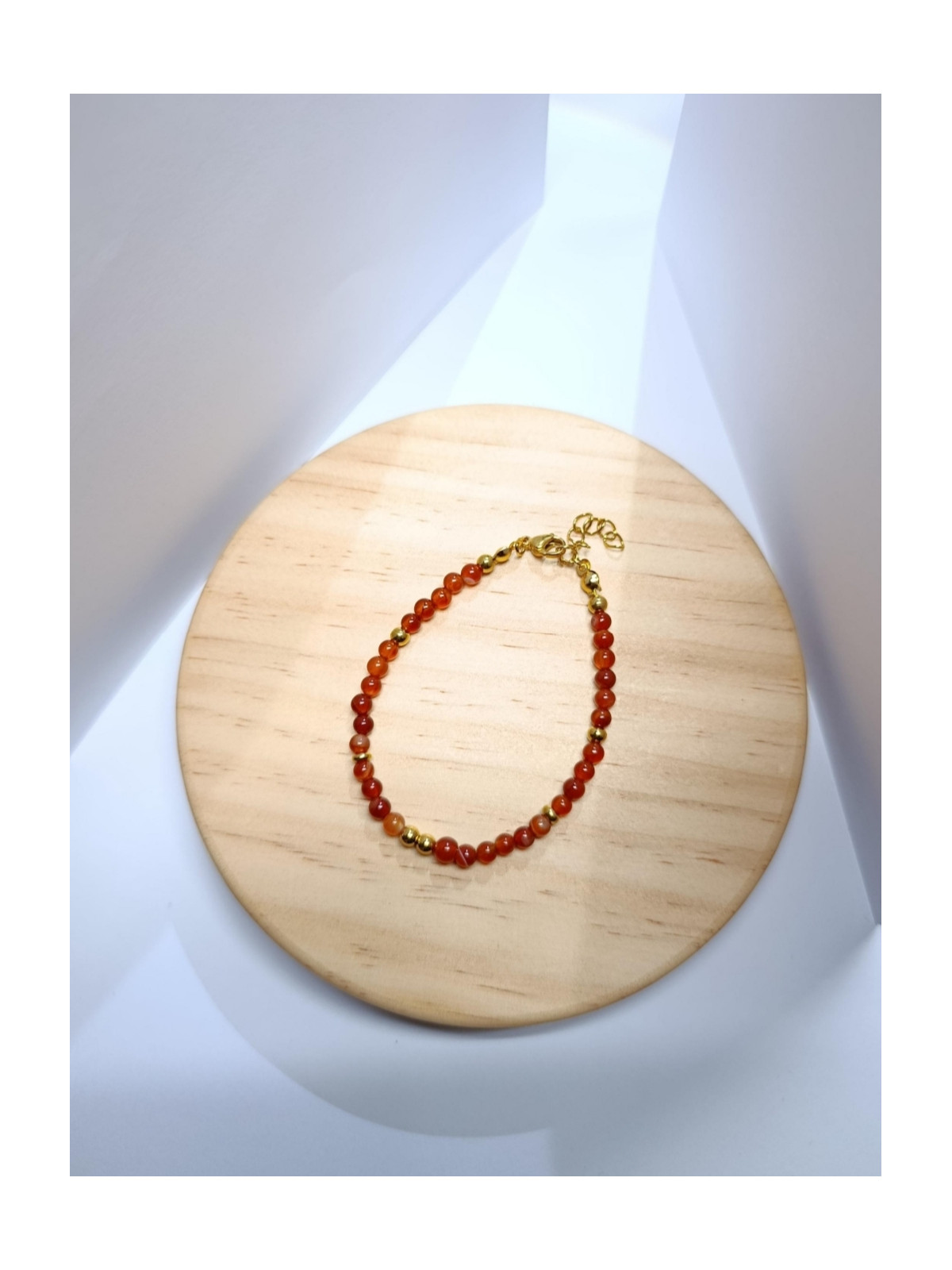 Bracelet réglable en pierres naturelles d'agate rouge