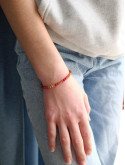 Bracelet réglable en pierres naturelles d'agate rouge