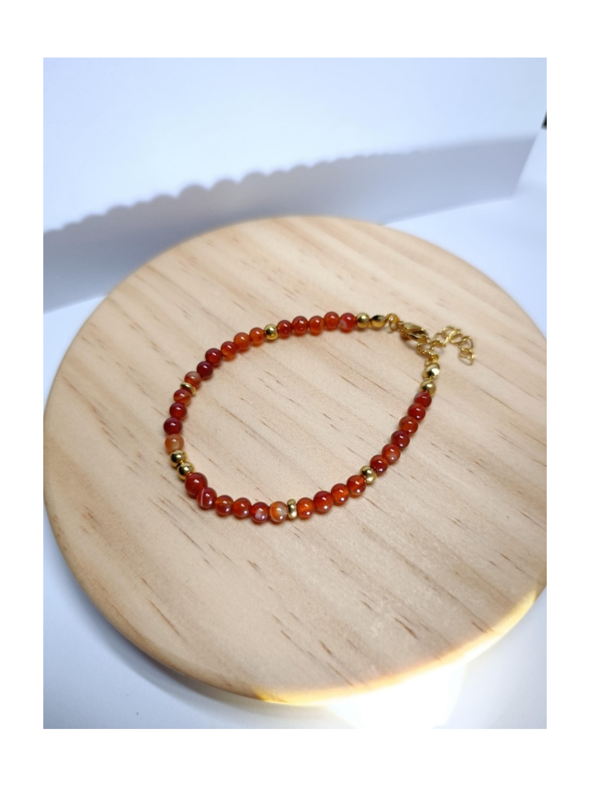 Bracelet réglable en pierres naturelles d'agate rouge
