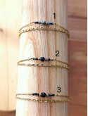 Bracelet double chaîne en acier inoxydable doré or 18k onyx noir 