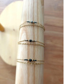 Bracelet double chaîne en acier inoxydable doré or 18k onyx noir 