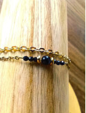 Bracelet double chaîne en acier inoxydable doré or 18k onyx noir 