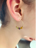 Boucles d’oreilles en acier inoxydable 316L dorées Or 18 carats et pierres naturelles