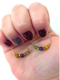 Boucles d’oreilles en acier inoxydable 316L dorées Or 18 carats et pierres naturelles