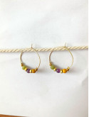 Boucles d’oreilles en acier inoxydable 316L dorées Or 18 carats et pierres naturelles