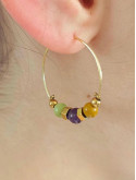 Boucles d’oreilles en acier inoxydable 316L dorées Or 18 carats et pierres naturelles