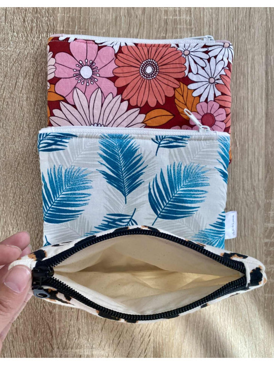 Petite pochette matelassée zippée – 12x18 cm – 106 tissus au choix - Rangement bijoux, médicaments, papiers, accessoires