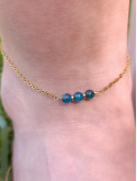 Bracelet de cheville acier inoxydable plaqué or 18K ou argent rhodié et pierres naturelles