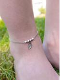Bracelet de cheville en acier inoxydable doré or 18 carats ou argent rhodié avec breloque feuille