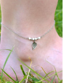Bracelet de cheville en acier inoxydable doré or 18 carats ou argent rhodié avec breloque feuille