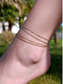 Bracelet de cheville double chaîne doré OR 18 carats (placage ionique) ou argent rhodié
