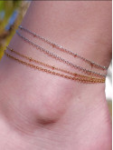 Bracelet de cheville double chaîne doré OR 18 carats (placage ionique) ou argent rhodié