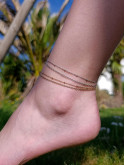 Bracelet de cheville double chaîne doré OR 18 carats (placage ionique) ou argent rhodié