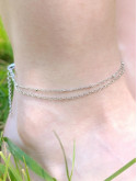 Bracelet de cheville double chaîne doré OR 18 carats (placage ionique) ou argent rhodié