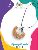 Collier tribal artisanal en cuivre et sa perle de tableau noire et blanche