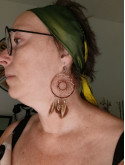 Boucle d'oreilles attrape-rêve en plumes naturelles