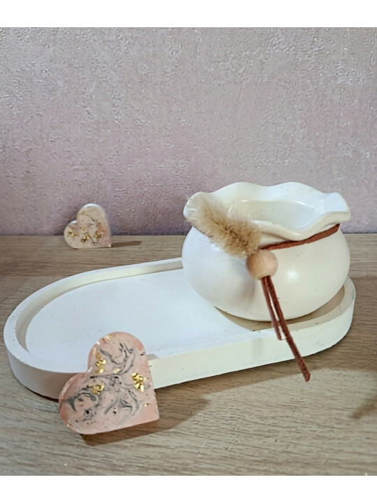 Le Duo Floral Éternel – Pot, Plateau & Son Bouquet