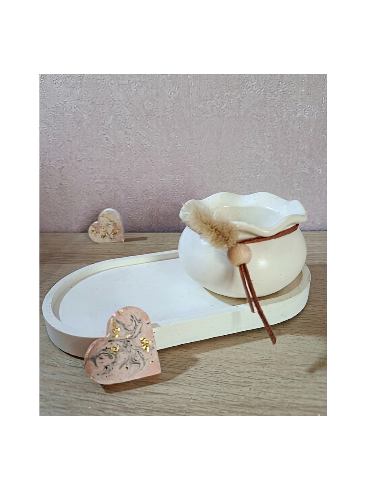 Le Duo Floral Éternel – Pot, Plateau & Son Bouquet