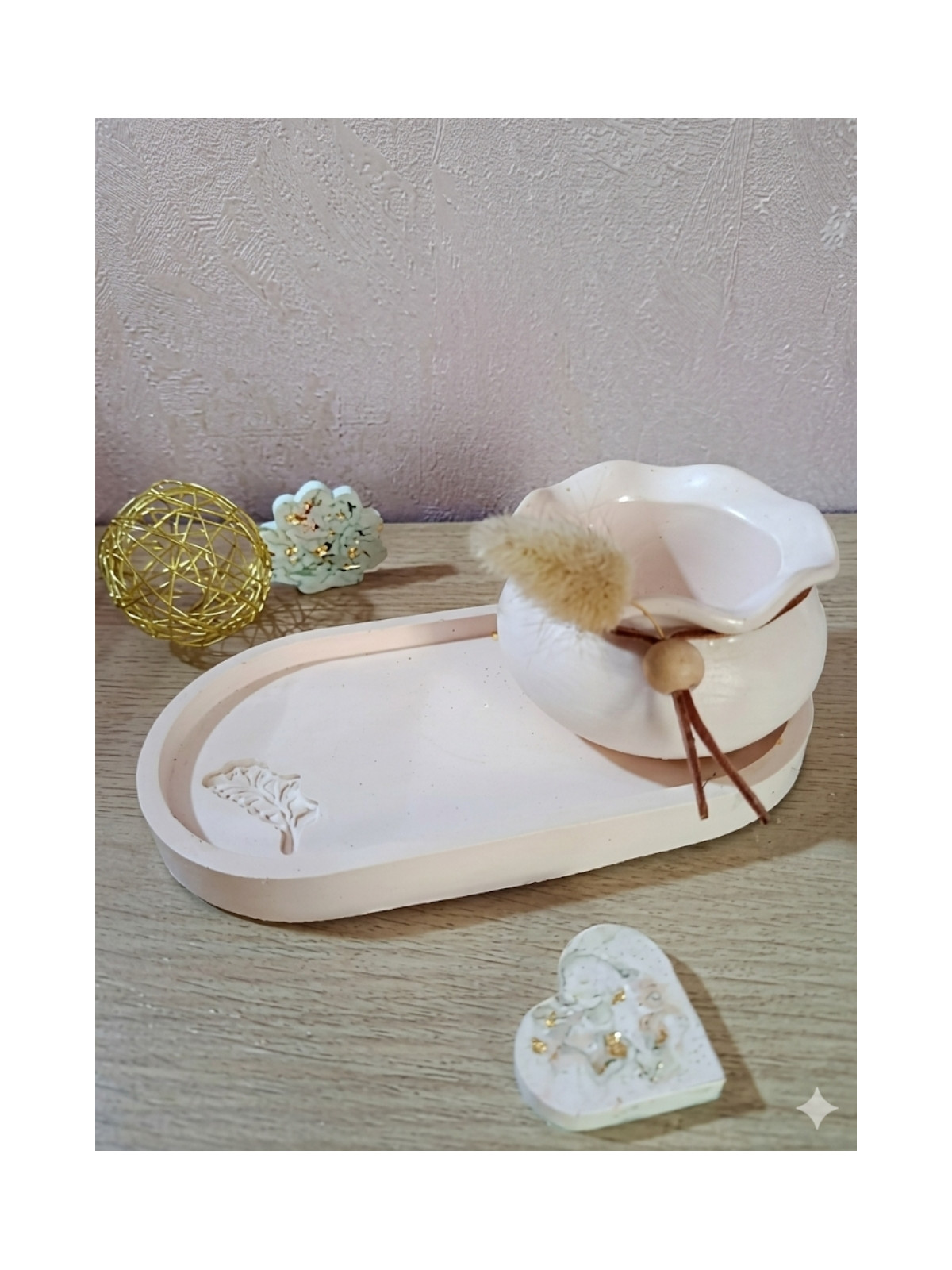 Le Duo Floral Éternel – Pot, Plateau & Son Bouquet