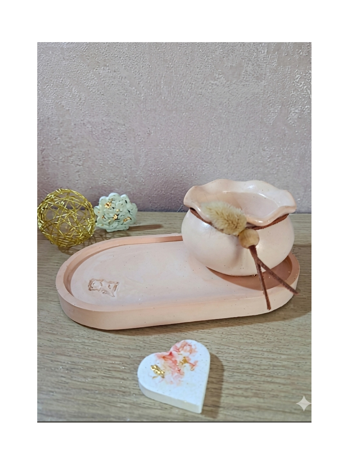 Le Duo Floral Éternel – Pot, Plateau & Son Bouquet