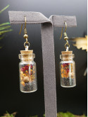 Boucles d'oreilles en fiole XL - fleurs séchées automnales